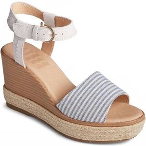 New Sperry Fairwater Plushwave Preppy Coastal Leather Espadrille Wedge